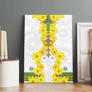 Enkutatash Ethiopia New Year Canvas Wall Art Tilet Pattern With Adey Abeba Flowers