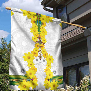 Enkutatash Ethiopia New Year Garden Flag Tilet Pattern With Adey Abeba Flowers