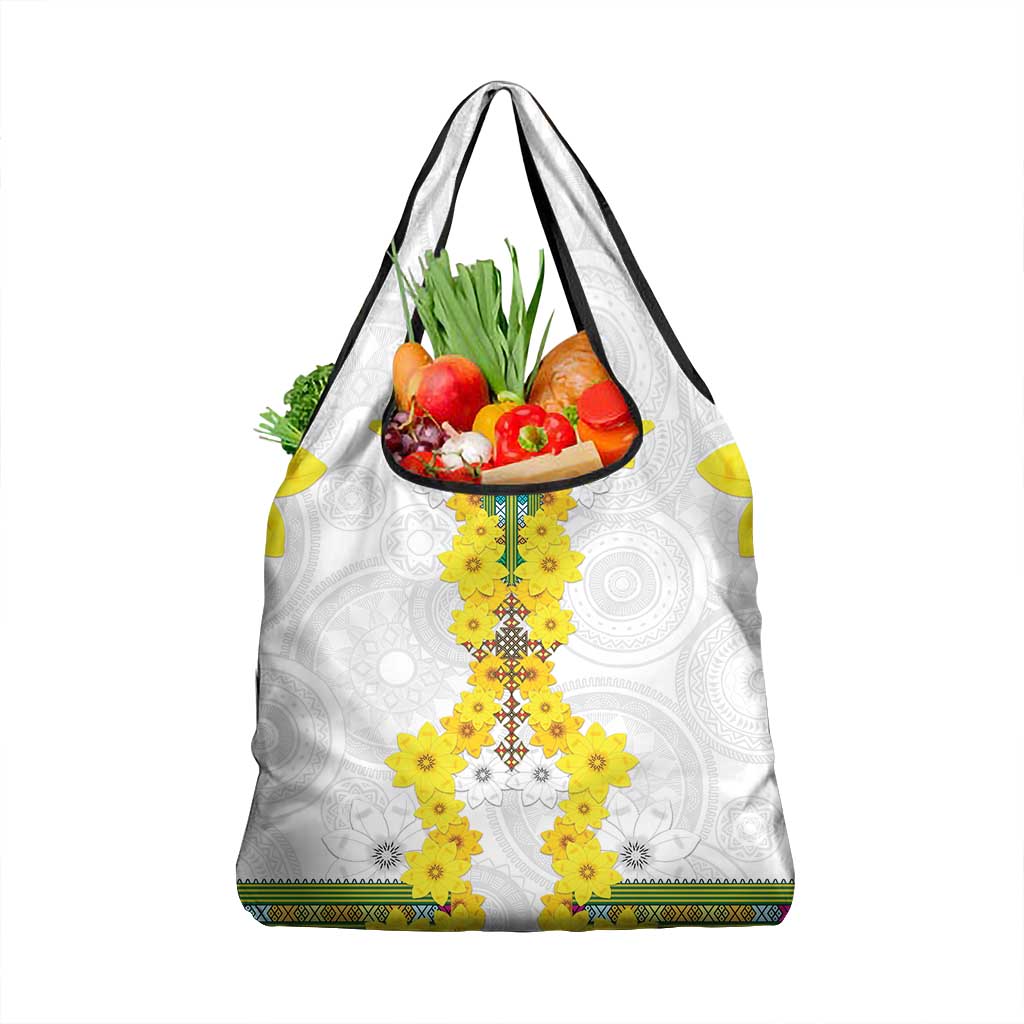 Enkutatash Ethiopia New Year Grocery Bag Tilet Pattern With Adey Abeba Flowers