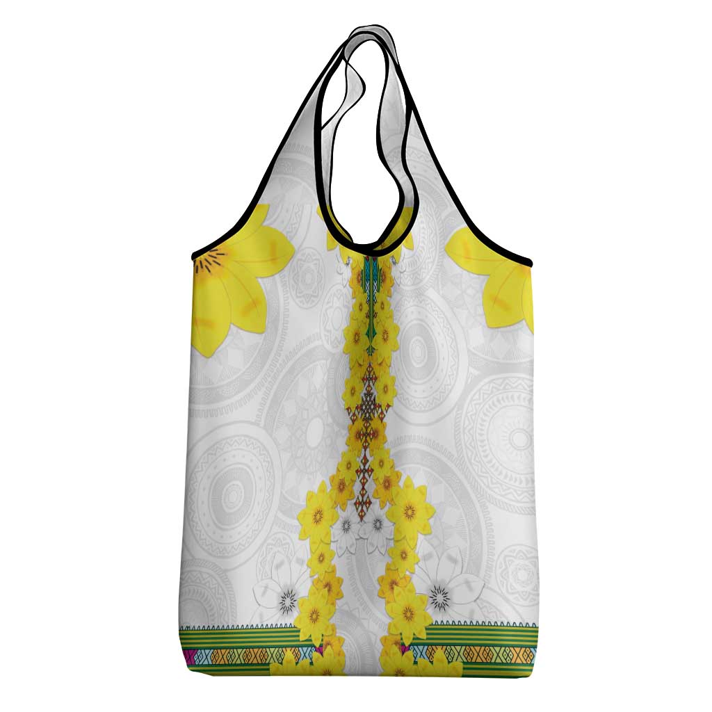 Enkutatash Ethiopia New Year Grocery Bag Tilet Pattern With Adey Abeba Flowers