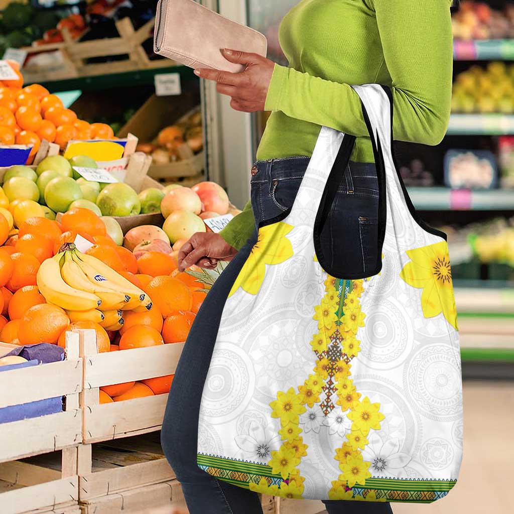 Enkutatash Ethiopia New Year Grocery Bag Tilet Pattern With Adey Abeba Flowers