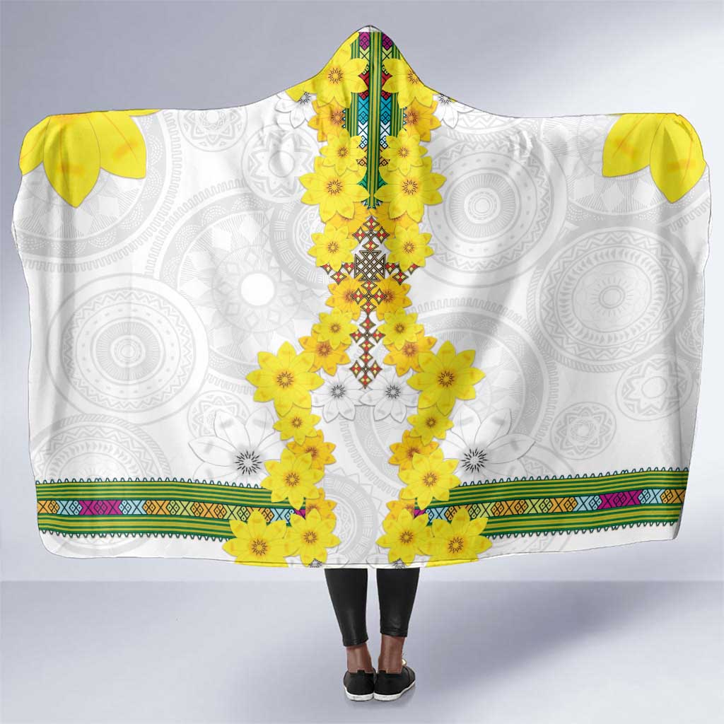 Enkutatash Ethiopia New Year Hooded Blanket Tilet Pattern With Adey Abeba Flowers