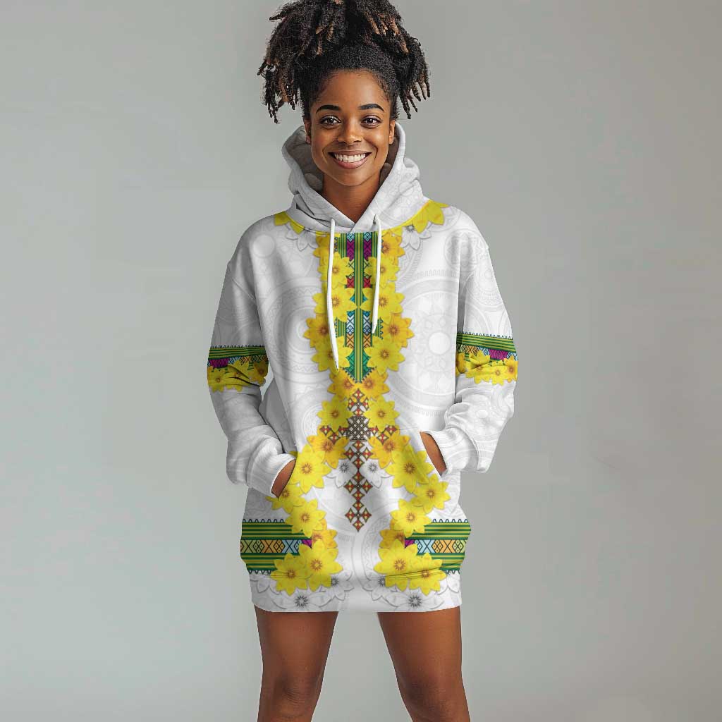 Enkutatash Ethiopia New Year Hoodie Dress Tilet Pattern With Adey Abeba Flowers