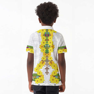 Enkutatash Ethiopia New Year Kid Polo Shirt Tilet Pattern With Adey Abeba Flowers