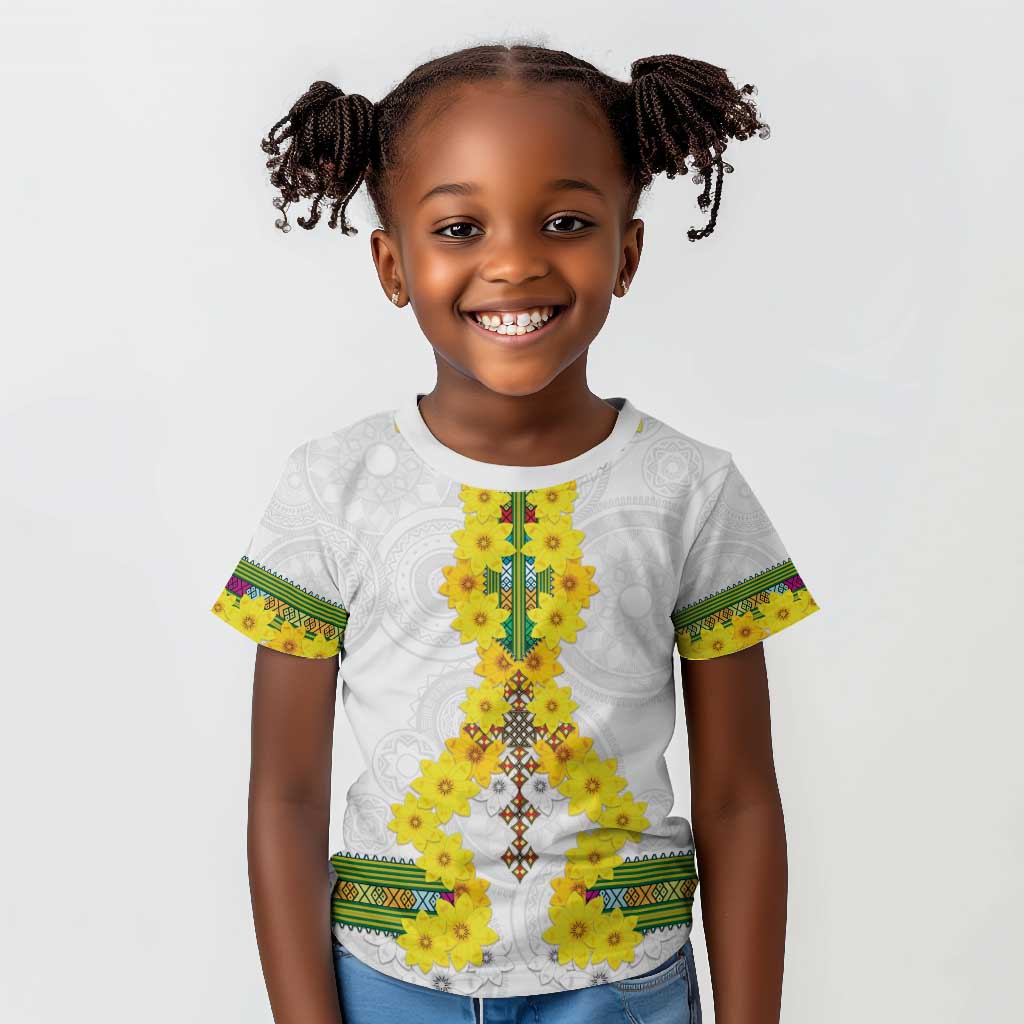 Enkutatash Ethiopia New Year Kid T shirt Tilet Pattern With Adey Abeba Flowers