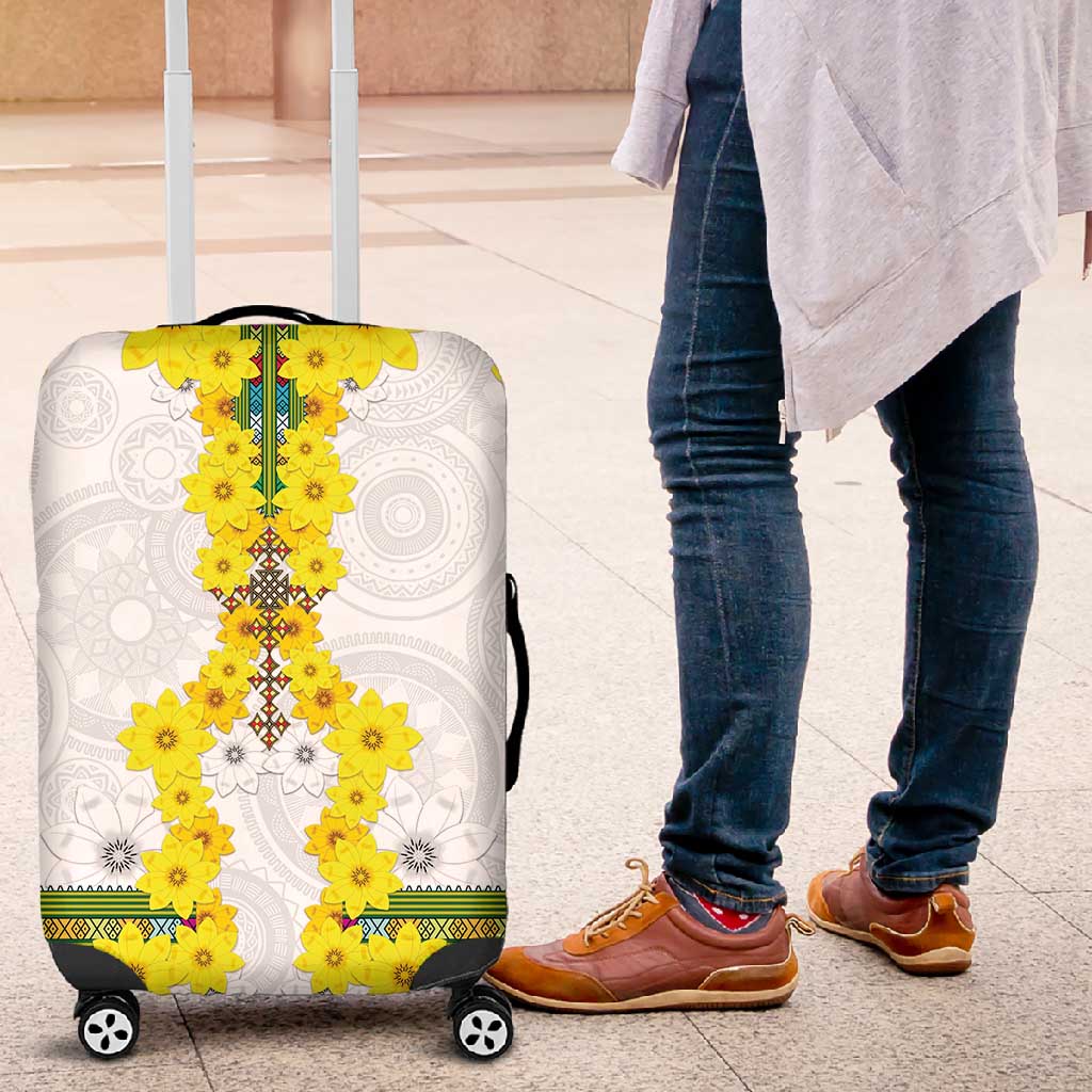 Enkutatash Ethiopia New Year Luggage Cover Tilet Pattern With Adey Abeba Flowers