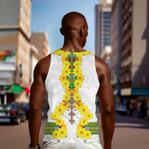 Enkutatash Ethiopia New Year Men Tank Top Tilet Pattern With Adey Abeba Flowers