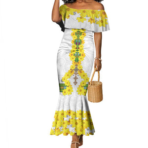 Enkutatash Ethiopia New Year Mermaid Dress Tilet Pattern With Adey Abeba Flowers