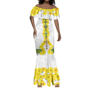 Enkutatash Ethiopia New Year Mermaid Dress Tilet Pattern With Adey Abeba Flowers