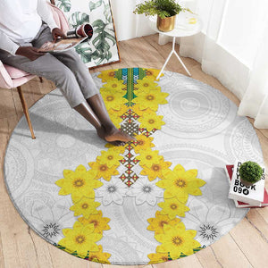 Enkutatash Ethiopia New Year Round Carpet Tilet Pattern With Adey Abeba Flowers