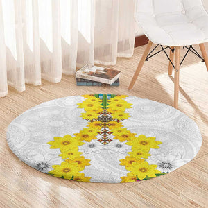 Enkutatash Ethiopia New Year Round Carpet Tilet Pattern With Adey Abeba Flowers