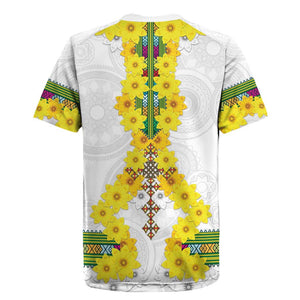 Enkutatash Ethiopia New Year Rugby Jersey Tilet Pattern With Adey Abeba Flowers