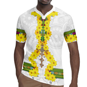 Enkutatash Ethiopia New Year Rugby Jersey Tilet Pattern With Adey Abeba Flowers