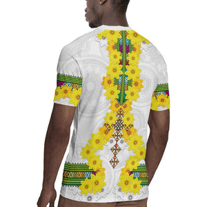 Enkutatash Ethiopia New Year Rugby Jersey Tilet Pattern With Adey Abeba Flowers