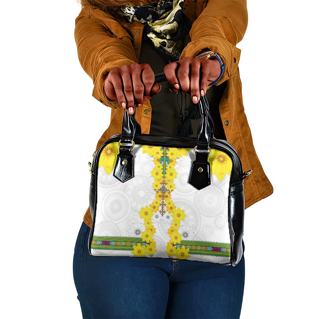 Enkutatash Ethiopia New Year Shoulder Handbag Tilet Pattern With Adey Abeba Flowers