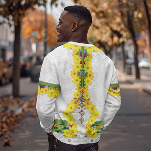 Enkutatash Ethiopia New Year Sweatshirt Tilet Pattern With Adey Abeba Flowers