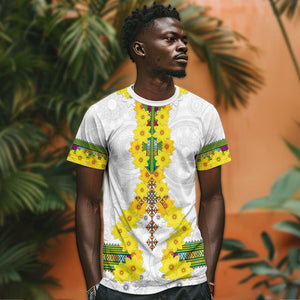 Enkutatash Ethiopia New Year T shirt Tilet Pattern With Adey Abeba Flowers