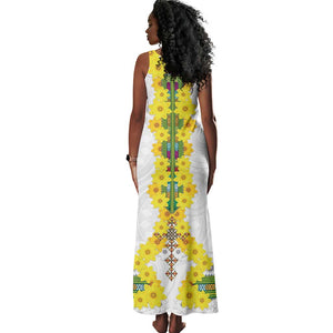 Enkutatash Ethiopia New Year Tank Maxi Dress Tilet Pattern With Adey Abeba Flowers