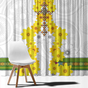 Enkutatash Ethiopia New Year Window Curtain Tilet Pattern With Adey Abeba Flowers