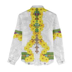 Enkutatash Ethiopia New Year Women Casual Shirt Tilet Pattern With Adey Abeba Flowers