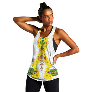 Enkutatash Ethiopia New Year Women Racerback Tank Tilet Pattern With Adey Abeba Flowers