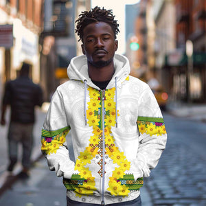 Enkutatash Ethiopia New Year Zip Hoodie Tilet Pattern With Adey Abeba Flowers