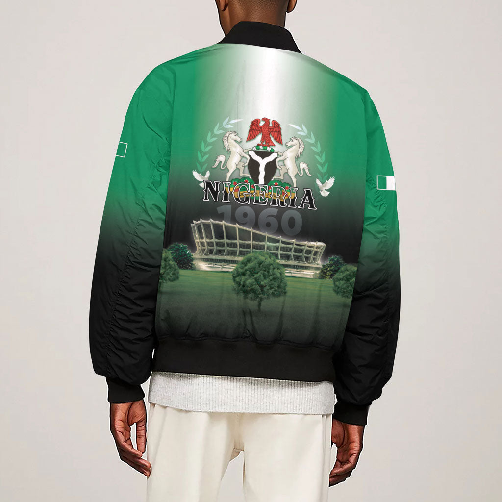 Nigeria Independence Day Sleeve Zip Bomber Jacket Proud To Be Nigerian