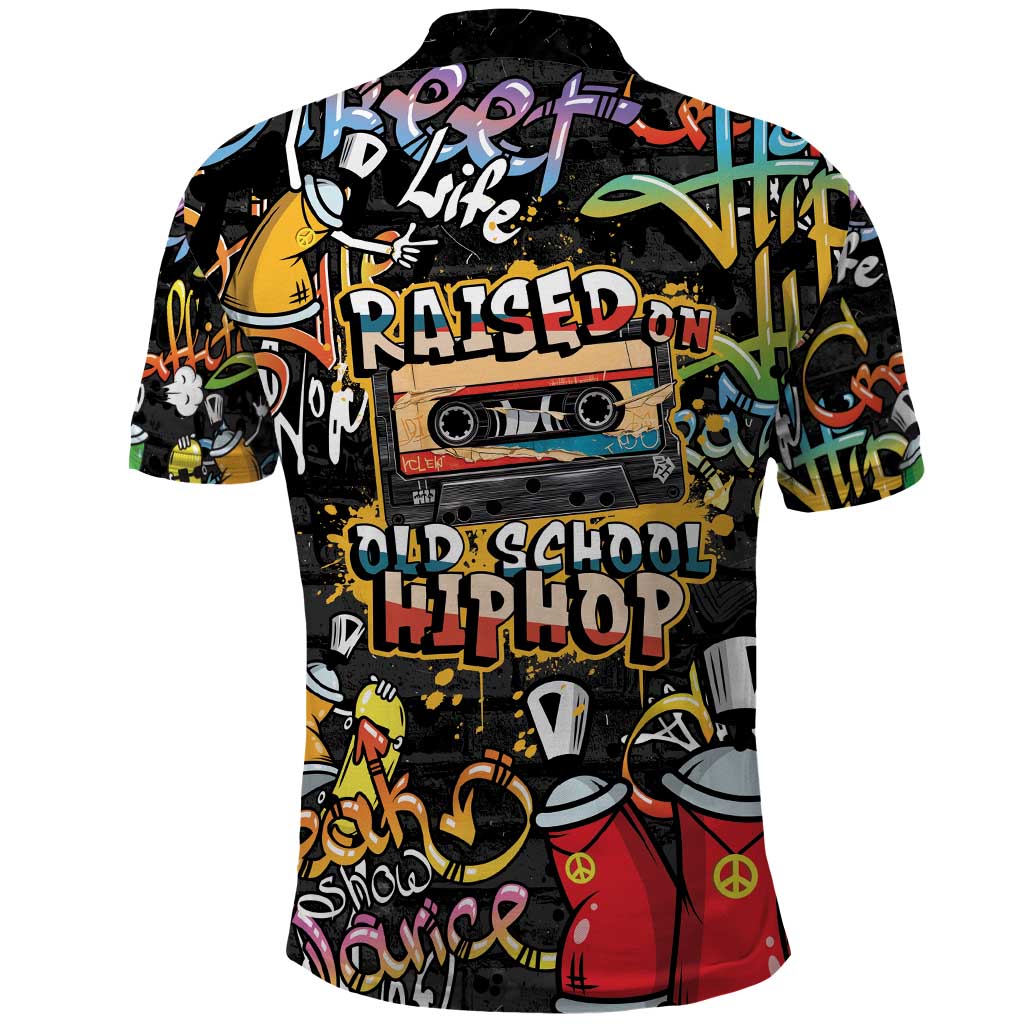 Raised On Hip Hop Polo Shirt Graffiti Art Style - African Pride