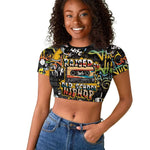 Raised On Hip Hop Raglan Cropped T shirt Graffiti Art Style - African Pride