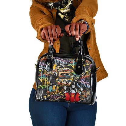 Raised On Hip Hop Shoulder Handbag Graffiti Art Style - African Pride