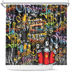 Raised On Hip Hop Shower Curtain Graffiti Art Style - African Pride