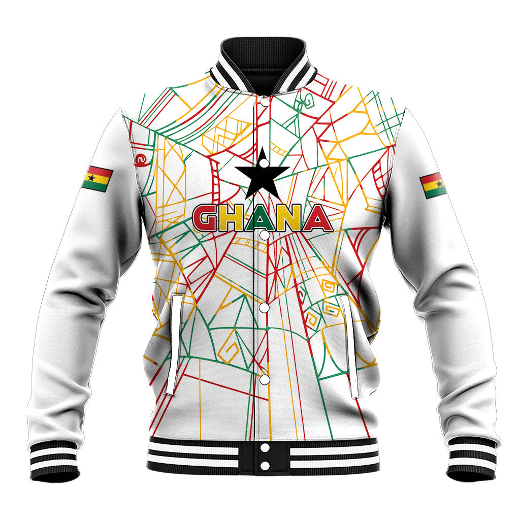 Custom Ghana Football 2026 Baseball Jacket Black Stars Never Fall White Version