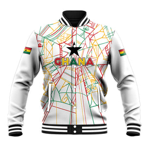 Custom Ghana Football 2026 Baseball Jacket Black Stars Never Fall White Version