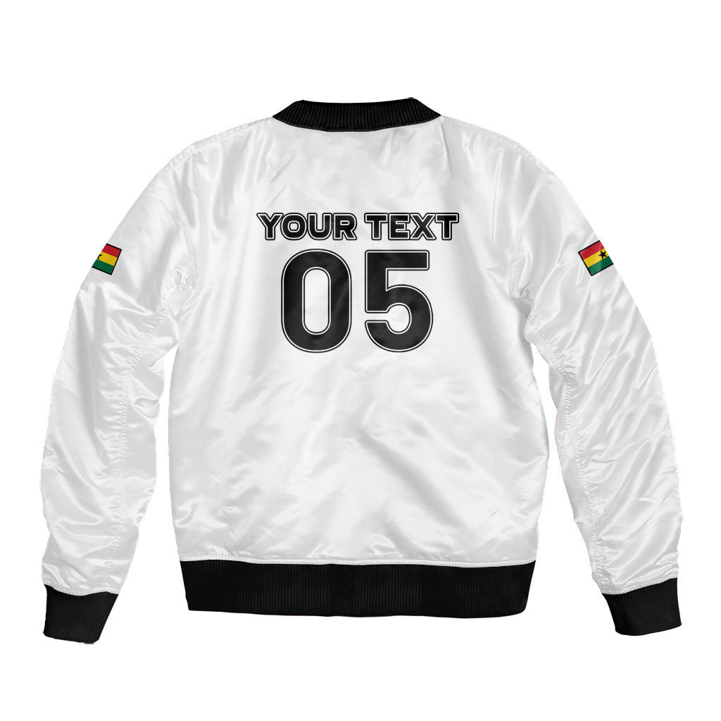 Custom Ghana Football 2026 Bomber Jacket Black Stars Never Fall White Version