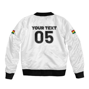 Custom Ghana Football 2026 Bomber Jacket Black Stars Never Fall White Version