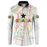 Custom Ghana Football 2026 Button Sweatshirt Black Stars Never Fall White Version