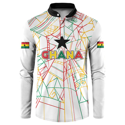 Custom Ghana Football 2026 Button Sweatshirt Black Stars Never Fall White Version