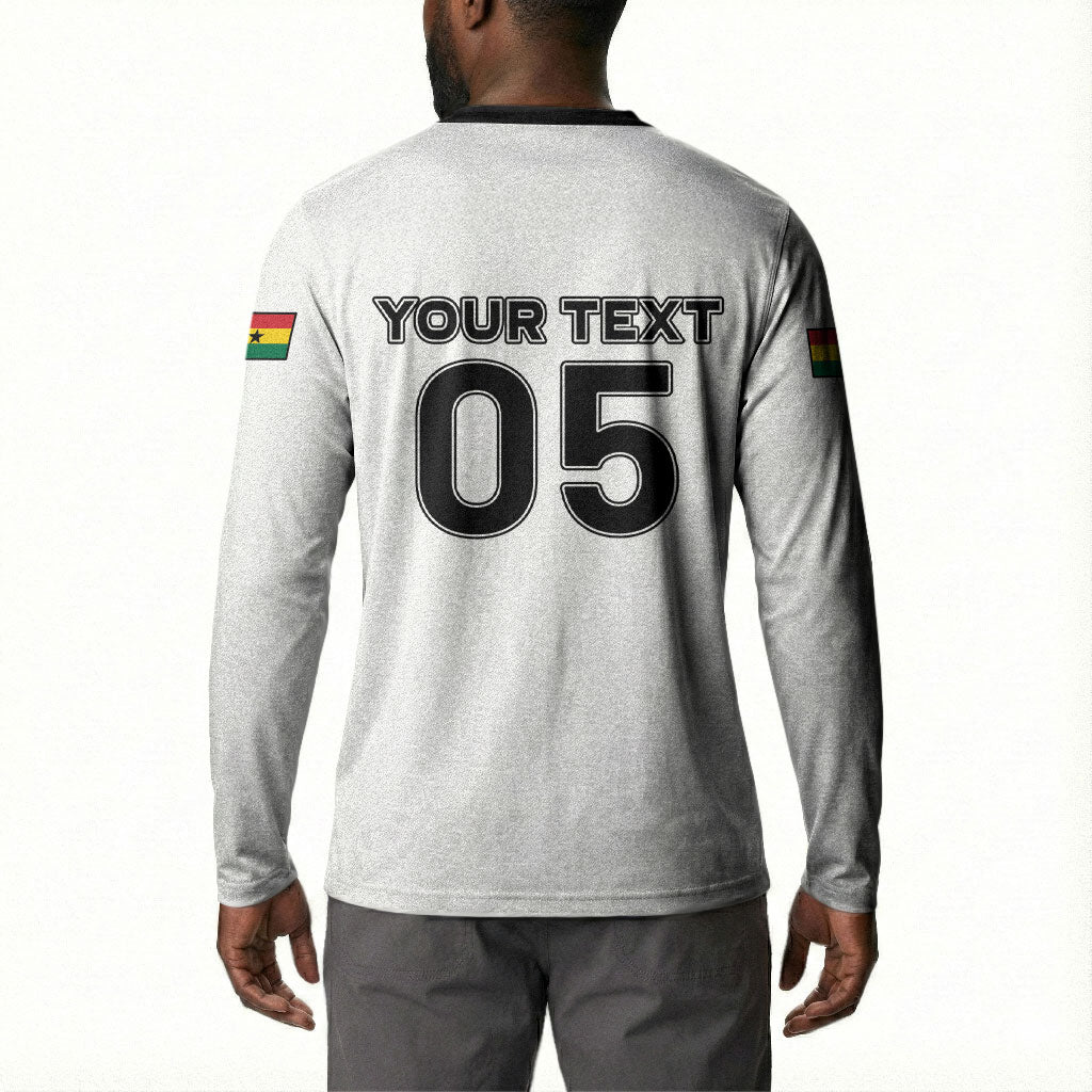 Custom Ghana Football 2026 Button Sweatshirt Black Stars Never Fall White Version