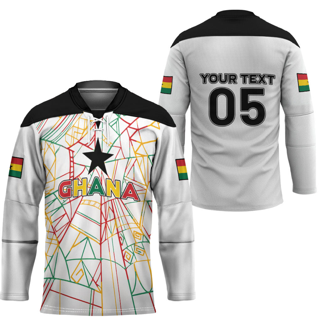 Custom Ghana Football 2026 Hockey Jersey Black Stars Never Fall White Version