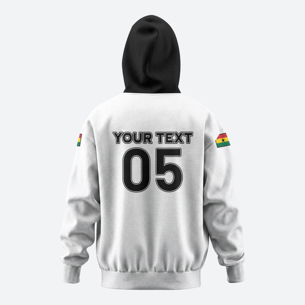 Custom Ghana Football 2026 Hoodie Black Stars Never Fall White Version