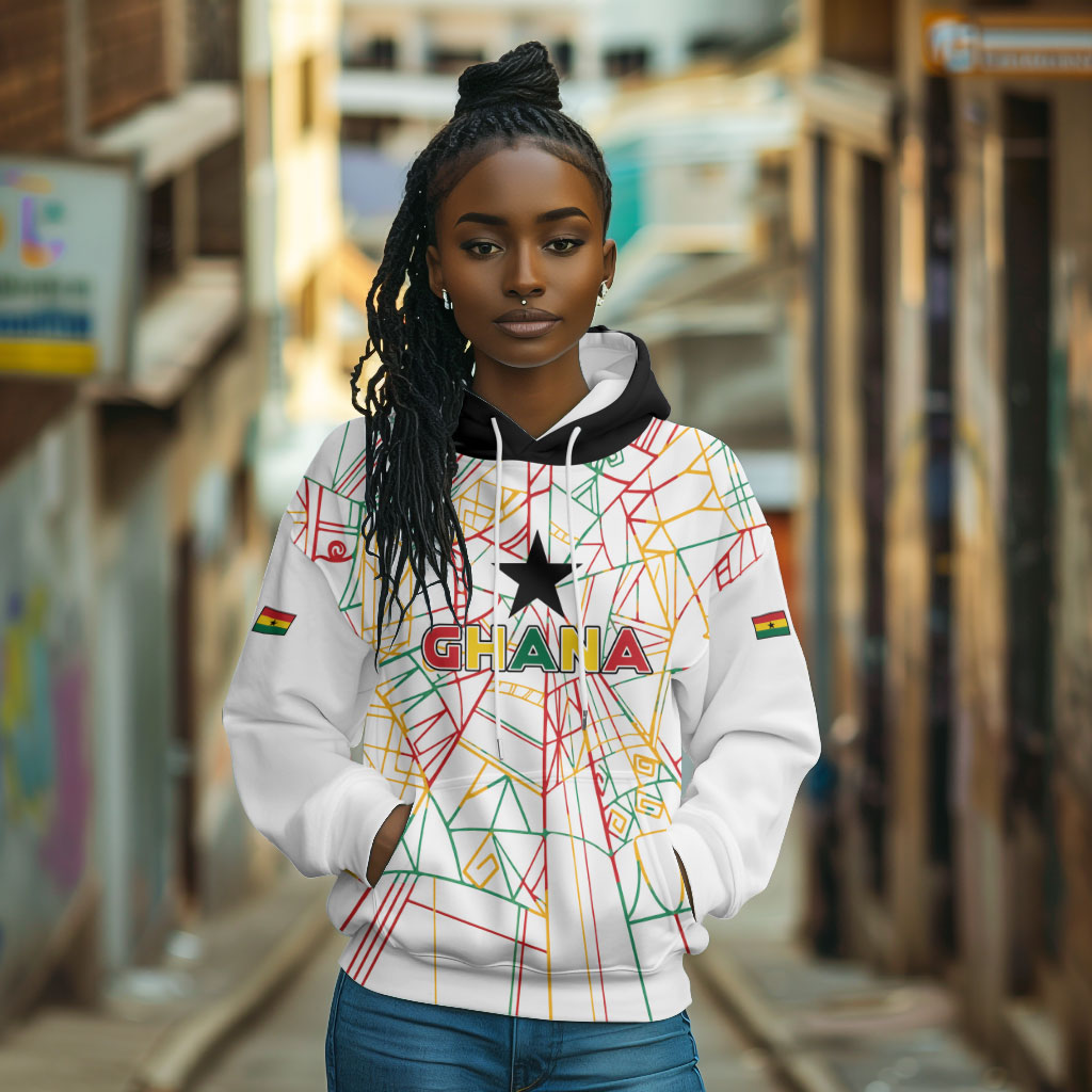 Custom Ghana Football 2026 Hoodie Black Stars Never Fall White Version