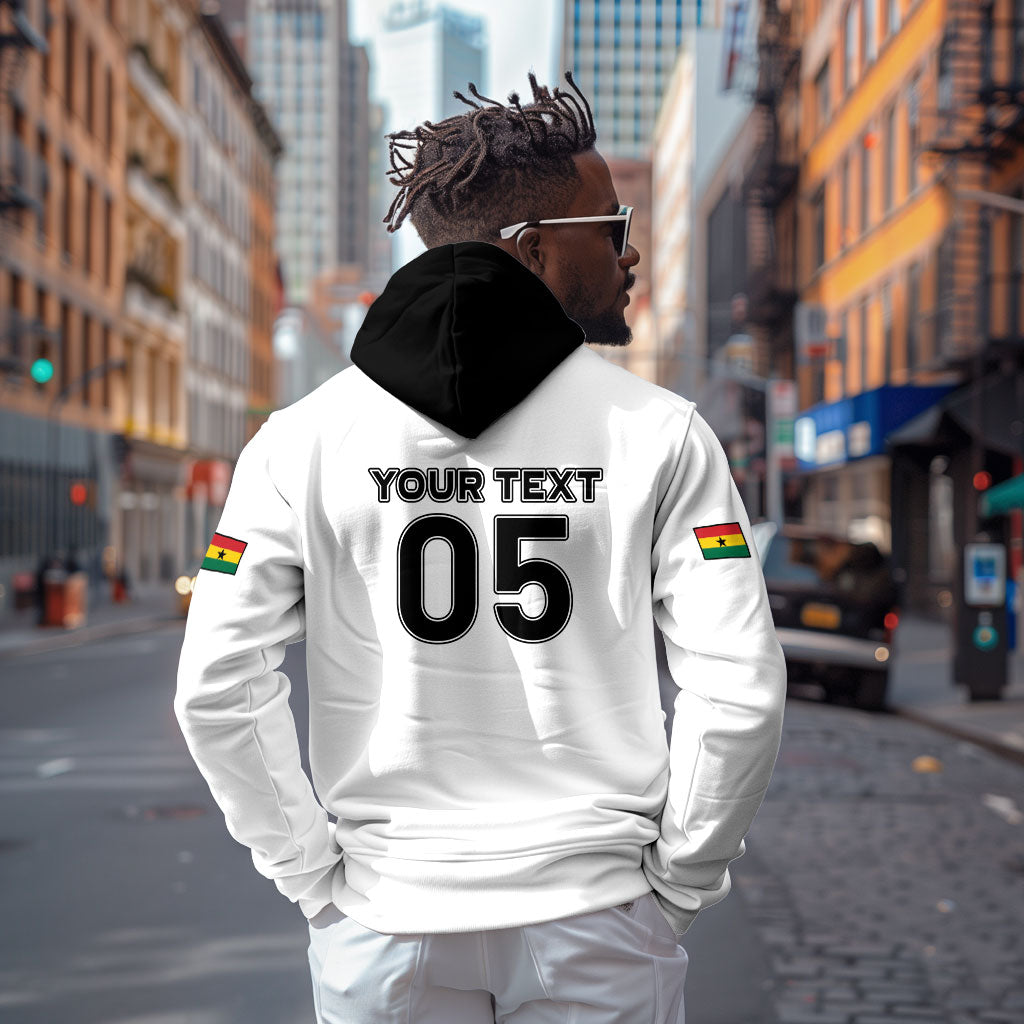 Custom Ghana Football 2026 Hoodie Black Stars Never Fall White Version