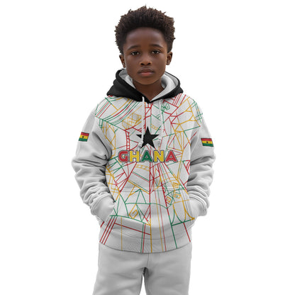 Custom Ghana Football 2026 Kid Hoodie Black Stars Never Fall White Version