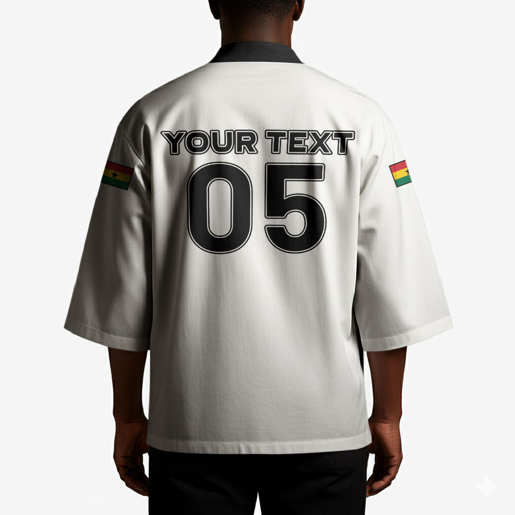 Custom Ghana Football 2026 Kimono Black Stars Never Fall White Version