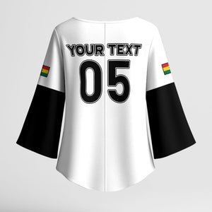 Custom Ghana Football 2026 Kimono Sleeve Blouse Black Stars Never Fall White Version