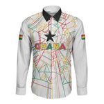 Custom Ghana Football 2026 Long Sleeve Button Shirt Black Stars Never Fall White Version