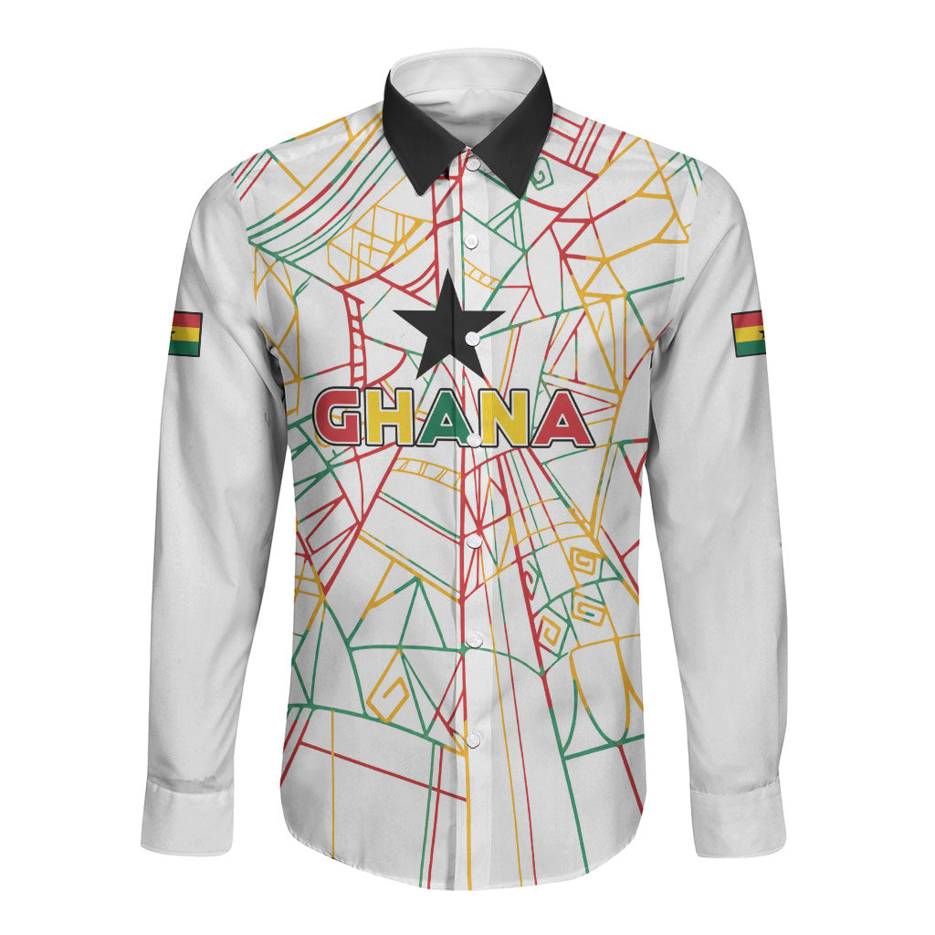 Custom Ghana Football 2026 Long Sleeve Button Shirt Black Stars Never Fall White Version
