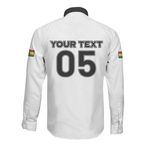 Custom Ghana Football 2026 Long Sleeve Button Shirt Black Stars Never Fall White Version