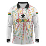 Custom Ghana Football 2026 Long Sleeve Polo Shirt Black Stars Never Fall White Version