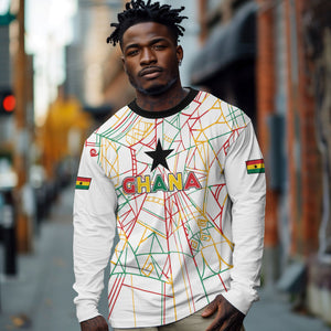 Custom Ghana Football 2026 Long Sleeve Shirt Black Stars Never Fall White Version